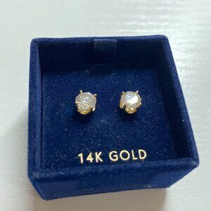 Diamond Stud Earrings 14KT Yellow Gold, .70cts each